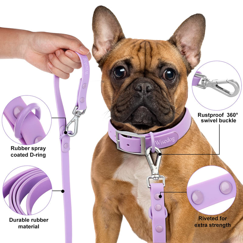 Wisedog Waterproof Dog Leash – 5ft/6ft Adjustable with 2 Metal Swivel Hooks, Easy to Clean Dog Leashes for Small, Medium, Large Breed Dogs (Lilac M) 5 ft × 3/4 in Lilac - PawsPlanet Australia