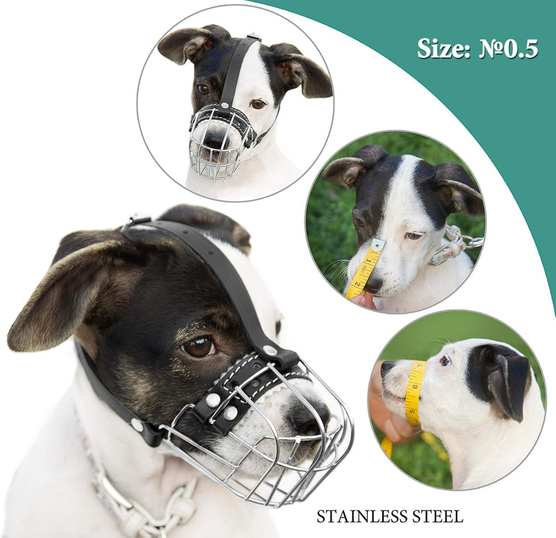 Dog Chrome Metal Muzzles Wire Basket Adjustable Leather Straps Сircumference is 6.6-8.2 in the Length is 1.9-2.3 in0