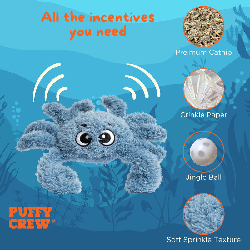 Interactive Catnip Cat Plush Toy, Ocean Theme, 5'', for All Breed Size Cats (Crab) Crab - PawsPlanet Australia