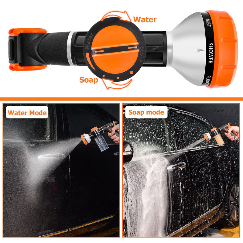 Upgrade Dog Washing Hose Attachment Soap Dispenser, Dog Wash Hose Attachment with Pet Bath Brush Car Wash Mitt and Dog Comb for Showering Pet (Hose Not Include) orange - PawsPlanet Australia