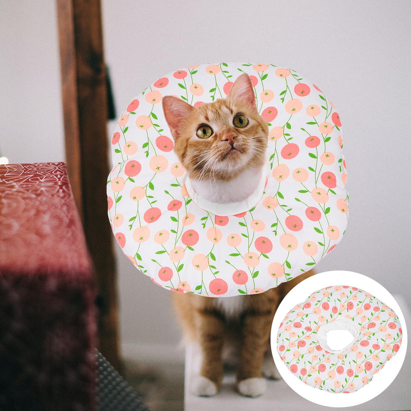 UKCOCO White Fabric Cat Neck Collar for Wound Healing Comfortable and Adjustable Protective Collar for Cats after Surgery or Injury