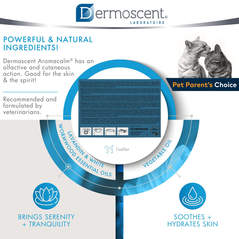 Dermoscent Aromacalm Stress Relief Collar for Cats | Soothes Skin, Calms Naturally | Aromatherapy Infused, Hemp Seed Oil Formula