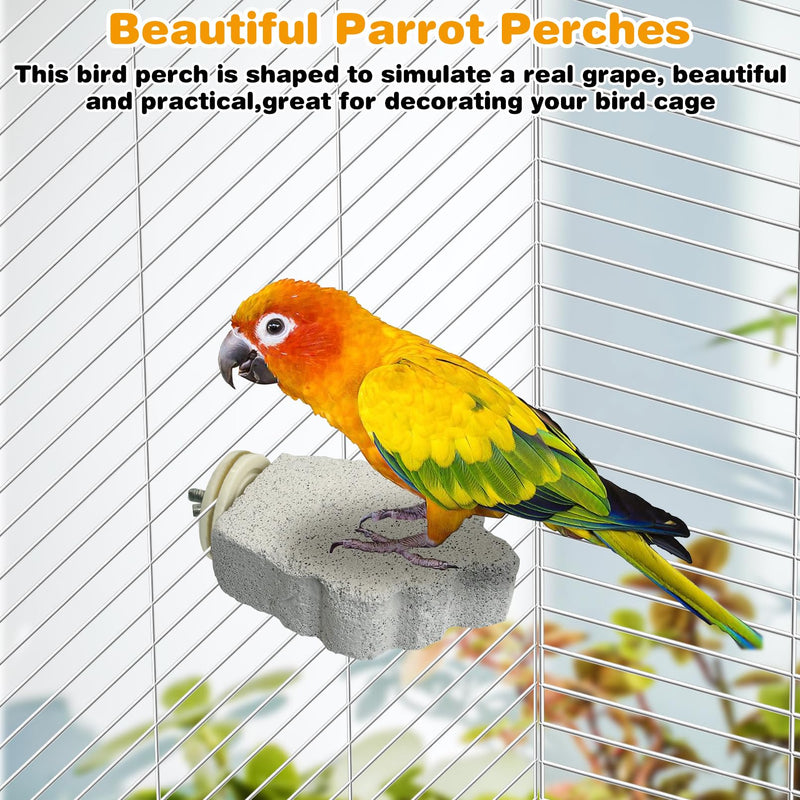 PINVNBY 4 PCS Bird Perches Calcium Parrot Perch Stand Bird Beak Grinding Stone Foot Claws Trimmer Parrot Chewing Toys Bird Cage Accessories for Budgie Cockatiel Conure Lovebird Finch Style 1: 4 pcs