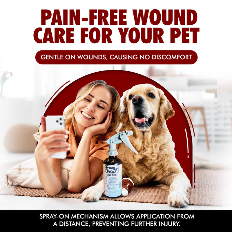 Underwood Pet Wound Care Spray – Versatile & Economical Wound Care Solution for All Animals - Prevents Infections, Gentle & Easy to Use - Antiseptic Spray Suitable for Cuts, Scrapes & Open Wounds