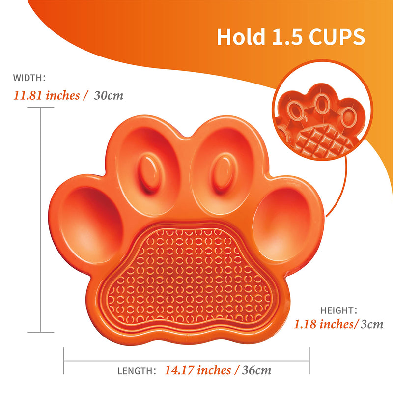 PetDreamHouse PAW 2-in-1 Slow Feeder Interactive Bowl with Removable Lick Mat - Orange - PawsPlanet Australia