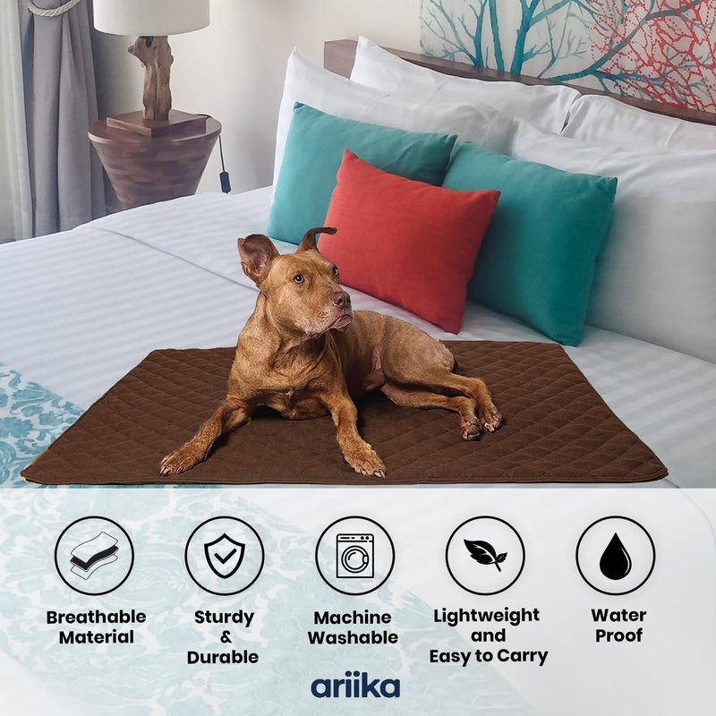 ariika Waterproof Couch Covers for Pets - Durable, Scratch-Resistant - Eco-Friendly Polyester & Cotton Mix, Odor-Free, Ideal for All Breeds - Dog Bed Cover for Sofa, Floor, Car Seats and Bed Brown 47.0"L x 35.0"W x 0.4"Th - PawsPlanet Australia
