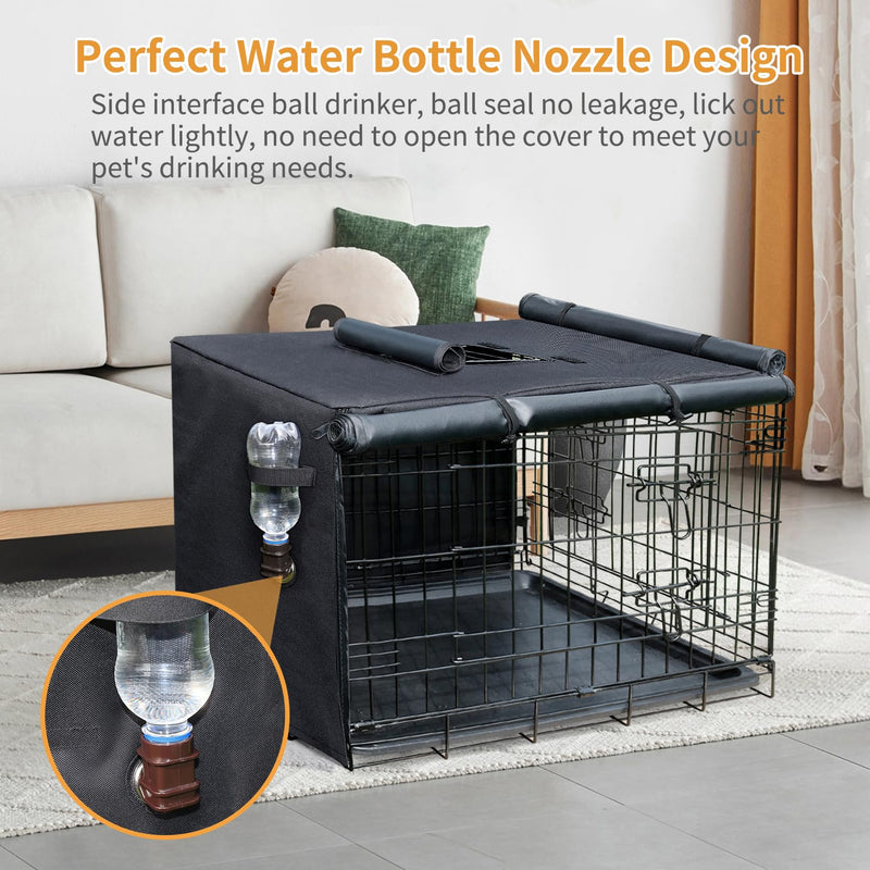DONORO Dog Crate Cover, Waterprooft Pet Kennel Cover 600D Heavy Duty Dog Cage Cover Universal Fit for Most Wire Pet Crates (Black, 30.0" L x 19.0" W x 21.0" H) 30.0"L x 19.0"W x 21.0"H Black - PawsPlanet Australia