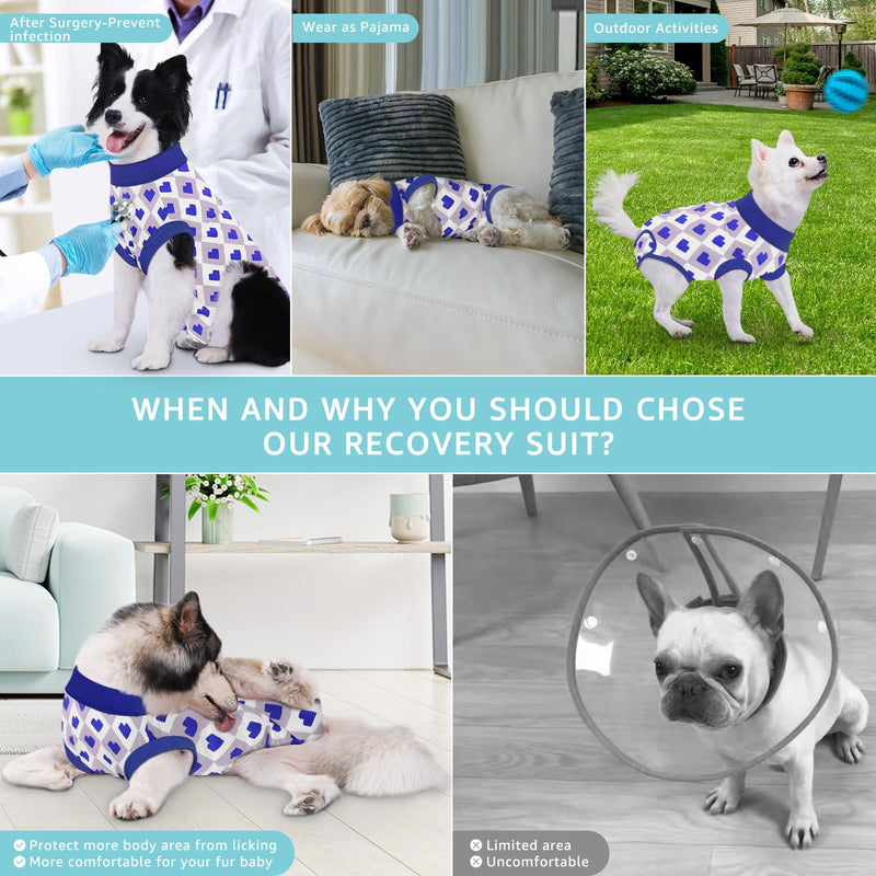 Recovery Suit for Dogs, Dog Recovery Suit Male Female Post Spay, Neuter, Abdominal Surgery Recovery Suit with an Inner Layer Pocket, Prevent Licking Soft Breathable Cotton, Blue, S - PawsPlanet Australia