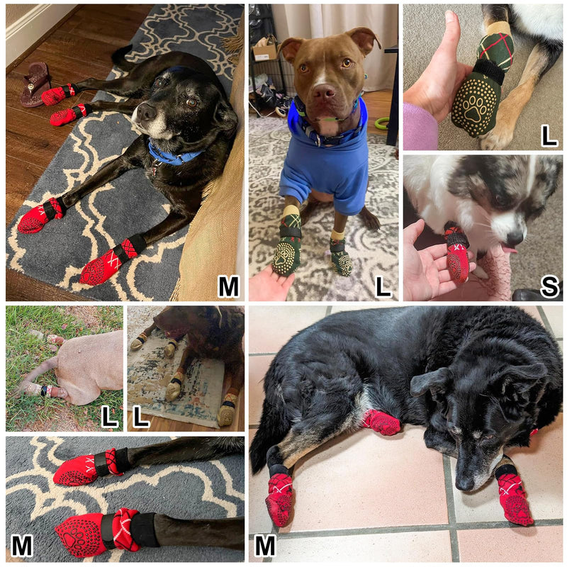 BEAUTYZOO Dog Socks to Prevent Licking Paws, Dog Socks for Hardwood Floors Anti Slip, Socks for Dogs, Dog Paw Protector, Dog Grippy Socks for Senior Dog, Non Slip Dog Socks Prevent Scratching- Size L L(4 Pack) Khaki - PawsPlanet Australia