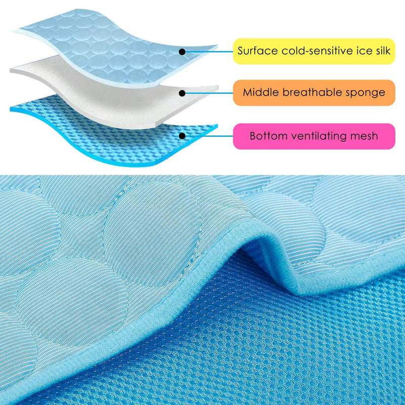Dog Cooling Mat, Pet Dog Self Cooling Pad, Ice Silk Washable Summer Cool Mat for Cats, Kennels, Crates and Beds (XX-Large 59''×40'', Blue) XX-Large 59''×40'' - PawsPlanet Australia