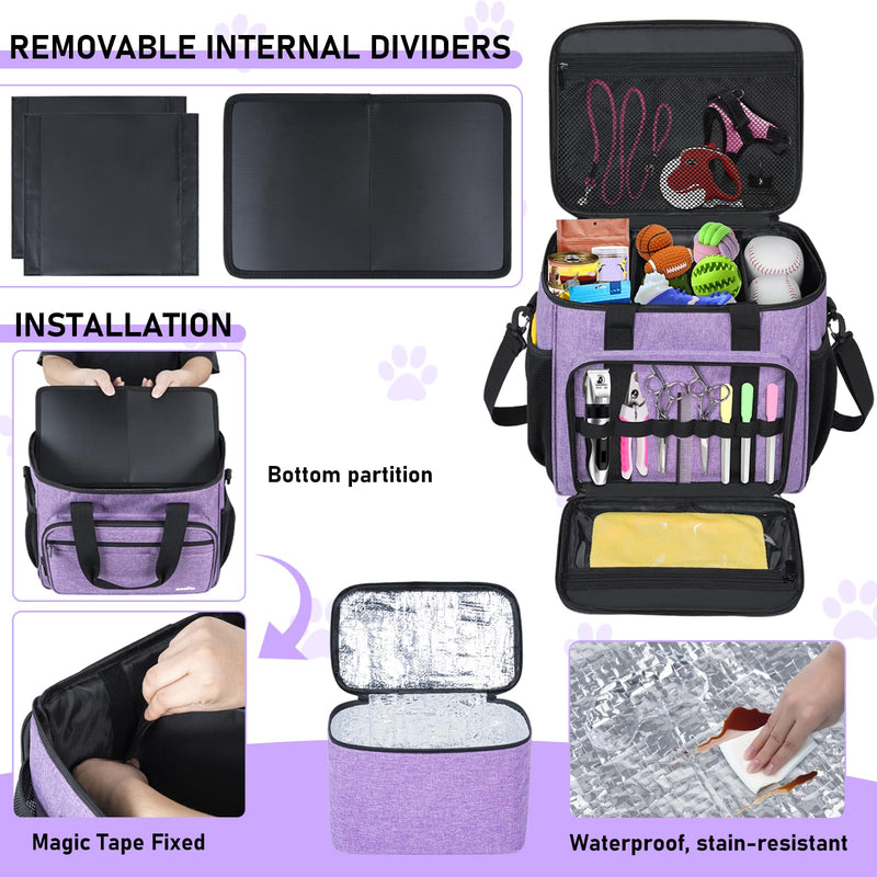 Pet Grooming Bag, GMAK Pet Grooming Tote Bags Supplies Organizer Case Dogs Cats Tool Organizer Tote for Pets Grooming Tools Kit, Clippers, Brush, Scissors or Other Pets Care Supplies, Purple(Bag Only) - PawsPlanet Australia