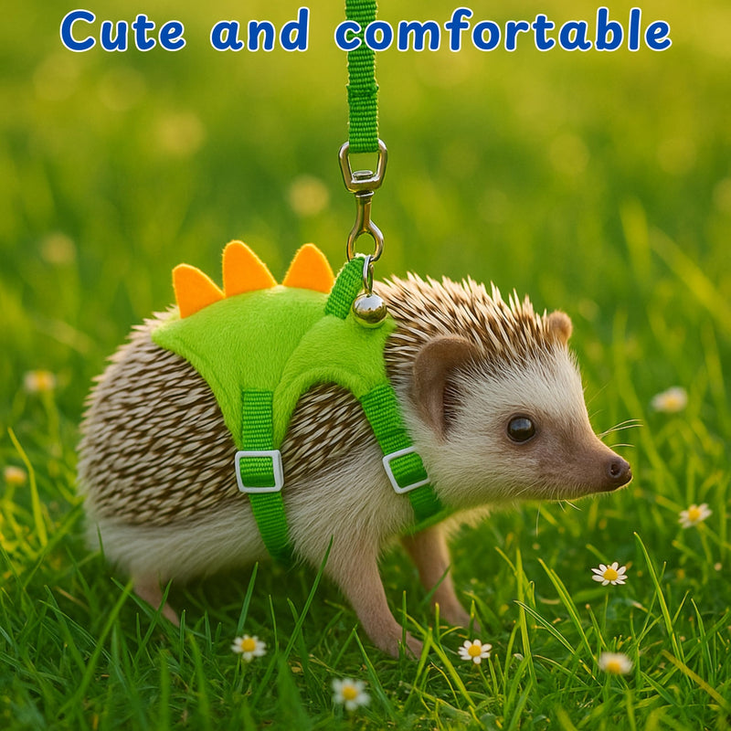 Hedgehog Leash and Harness Clothes Accessories, Dinosaur Shaped Harness Leash for Training Playing, Hamster Clothes for Ferret Guinea Pig Hamster, Hedgehog Accessories, Guinea Pig Outfits (Green) Green - PawsPlanet Australia