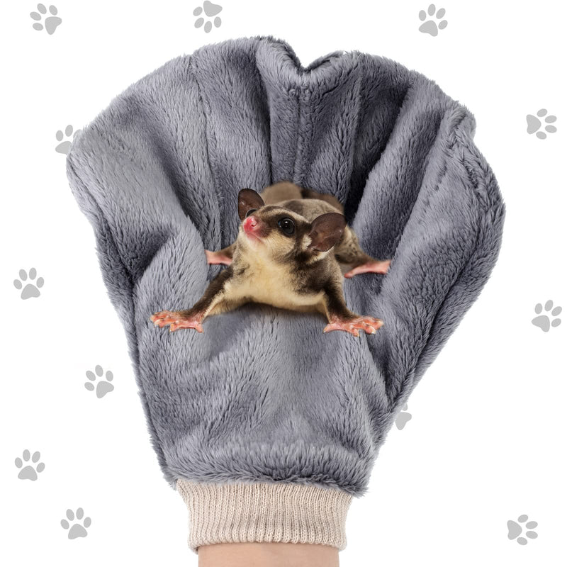 2 Pcs Sugar Glider Bonding Mitt, Calming Sleeping Glove, Bite Proof Animal Handling Gloves, Hedgehog Accessories Calming Glove for Train Your Sugar Glider Small Animals Hamster Rats Pet (Gray) Gray - PawsPlanet Australia