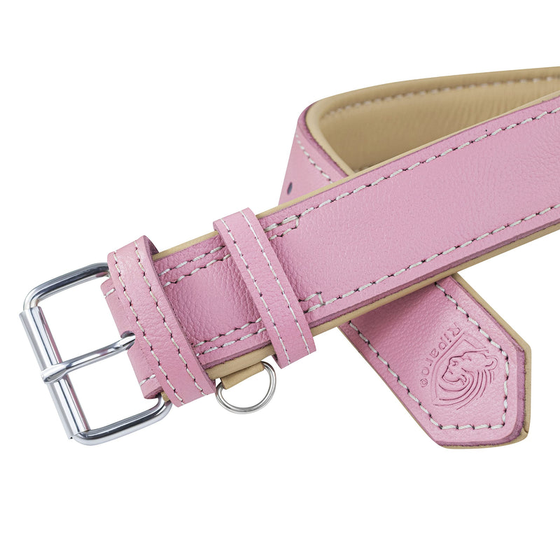 Riparo Genuine Leather Pink Dog Collar Heavy Duty K-9 Adjustable Dog Collar (L: 1.5" Wide for 17"-21" Neck, Pink) L: 1.5" Wide for 17"-21" Neck - PawsPlanet Australia
