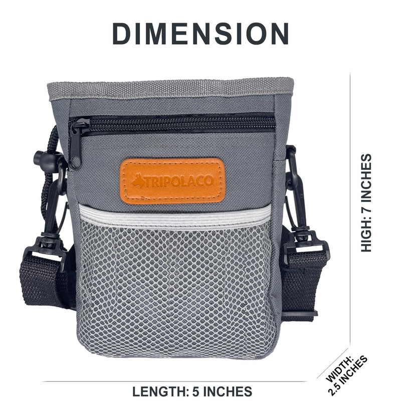 Dog Treat Pouch, Versatile Treat Pouches for Pet Training Easily Holds 2 Cups Kibble, Toys, Phone & Keys, Dog Treat Bags Training Pouch Built-in Poop Bag Dispenser for Walking, Gray Grey Bag Only - PawsPlanet Australia