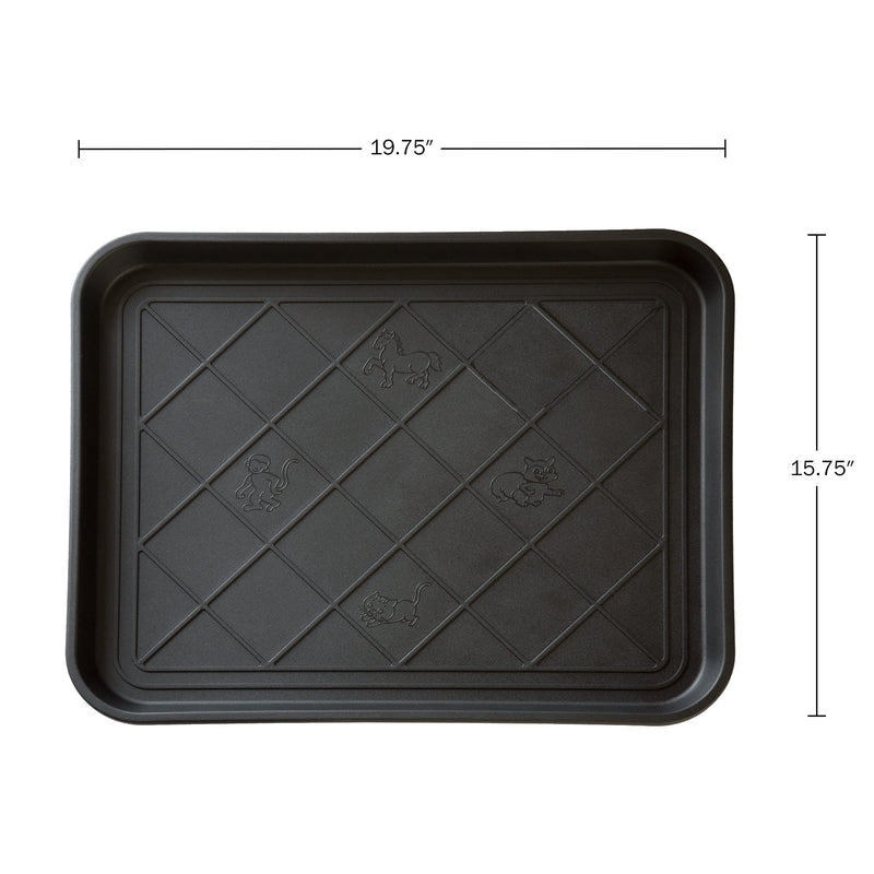 All-Weather Boot Tray - Water-Resistant Plastic Mud Pan, Pet Food Tray, and Outdoor or Indoor Shoe Mat for Entryway by Stalwart (Black) 1 - PawsPlanet Australia