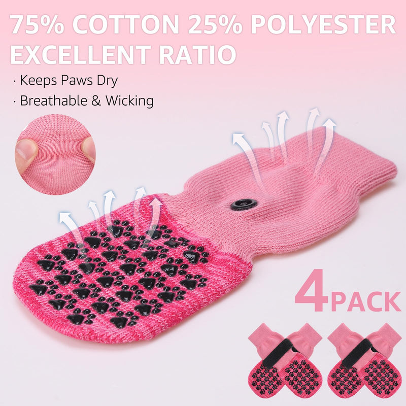 SCENEREAL Dog Socks to Prevent Licking Paws for Hardwood Floors Anti Slip, Dog Grippy Socks Shoes for Senior Small to Large Dogs, Dog Boots & Paw Protectors for Hot/Cold Scratching Pavement XS(Paw width 1.8") Pink - PawsPlanet Australia