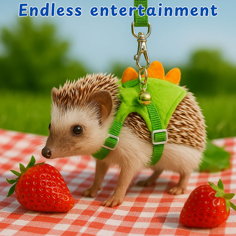 Hedgehog Leash and Harness Clothes Accessories, Dinosaur Shaped Harness Leash for Training Playing, Hamster Clothes for Ferret Guinea Pig Hamster, Hedgehog Accessories, Guinea Pig Outfits (Green) Green - PawsPlanet Australia