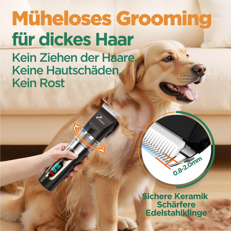 Gimars 2 in 1 Dog Clippers with Stainless Steel Dog Grooming Scissors Kits - Silver