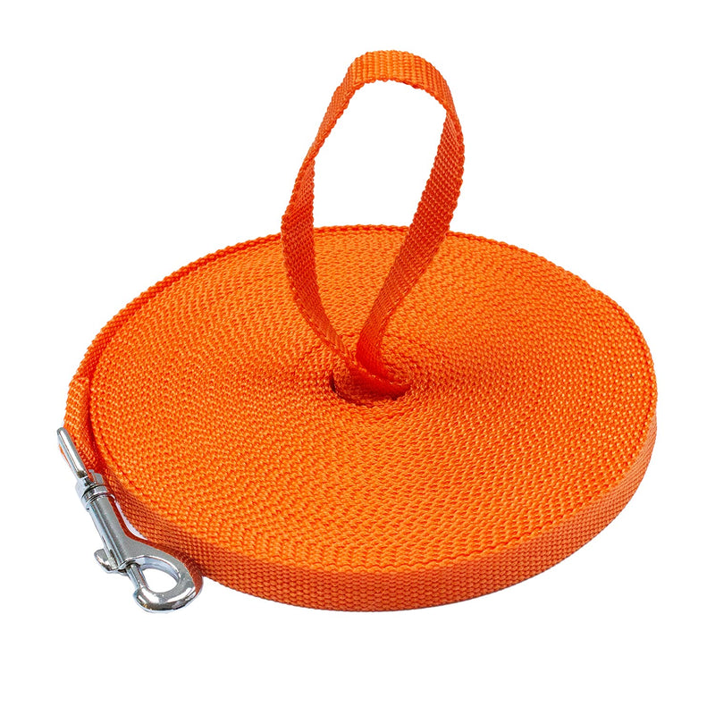 Downtown Pet Supply - Long Dog Leash - Dog Training Leash - Recall & Obedience Dog Training Tools - Nylon and Lengths 20 Foot Orange - PawsPlanet Australia