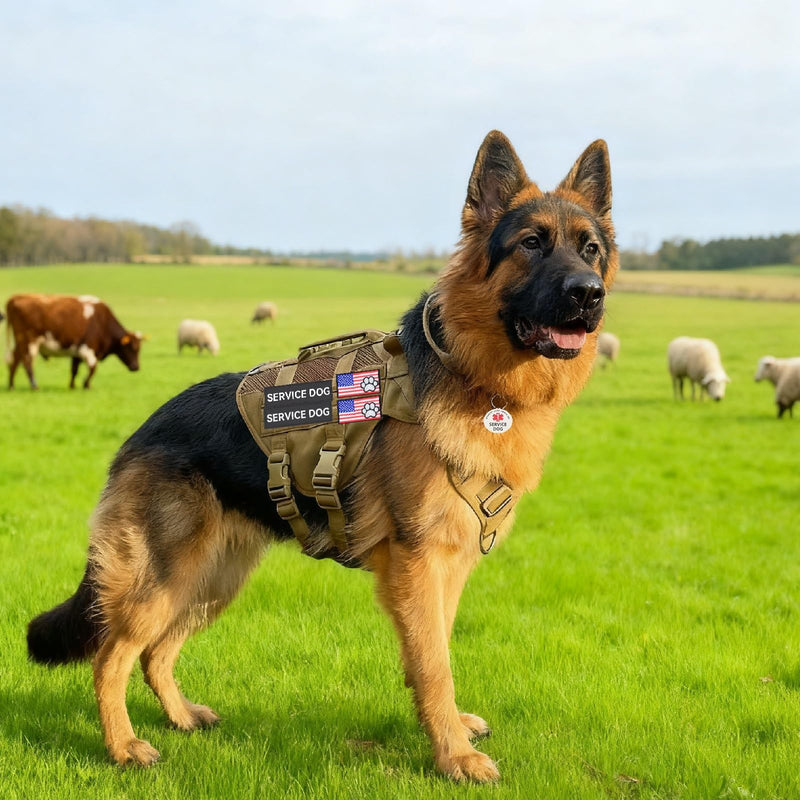 Service Dog Patch and Tag, Id Tag Easily Attach to Collar, Harness,Vest (Medium-1.18 x 4.33) Medium Service Dog(patch&tag) - PawsPlanet Australia