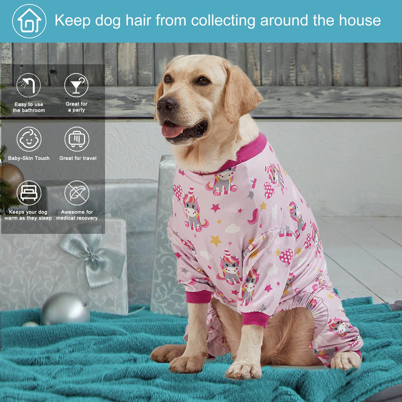 LovinPet Dogs Clothes, Lightweight Stretch Knit, Unicorn Rose Pink Print/Post Surgery Shirt/UV Protection, Pet Anxiety Relief, Wound Care for Large Dog Onesies /2XL XX-Large - PawsPlanet Australia