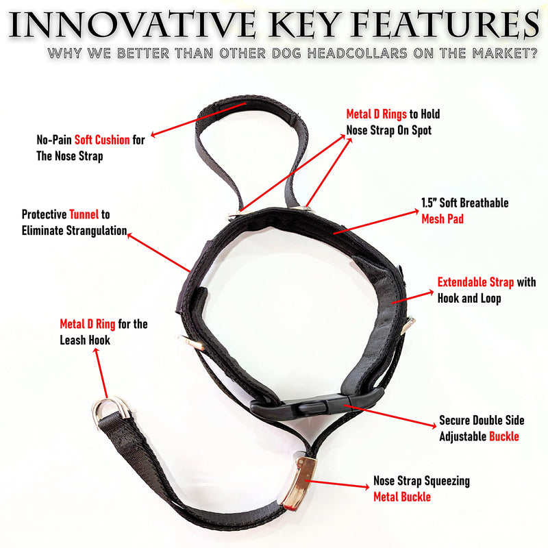 No-Pull Dog Headcollar – Stops Sudden & Constant Pulling on The Leash, Gentle & Effective Training Collar for Large & Small Dogs – No Choking or Pinching, Comfortable & Safe for Peaceful Walks (XL) Extra Large (XL) - PawsPlanet Australia