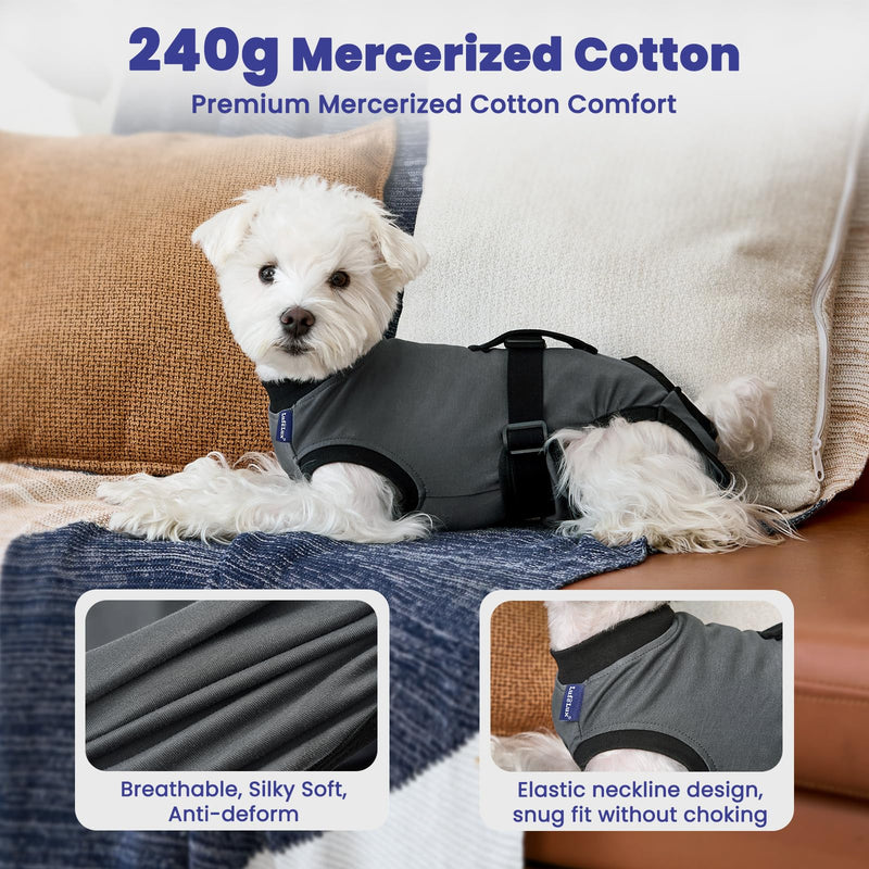 Dog Surgery Recovery Suit, Spay/Neuter Surgical Onesies with Inner Blue Monitoring Layer for Male Female Dogs, Hold-Up Potty System, E-Collar Alternative (Grey, Medium) Grey