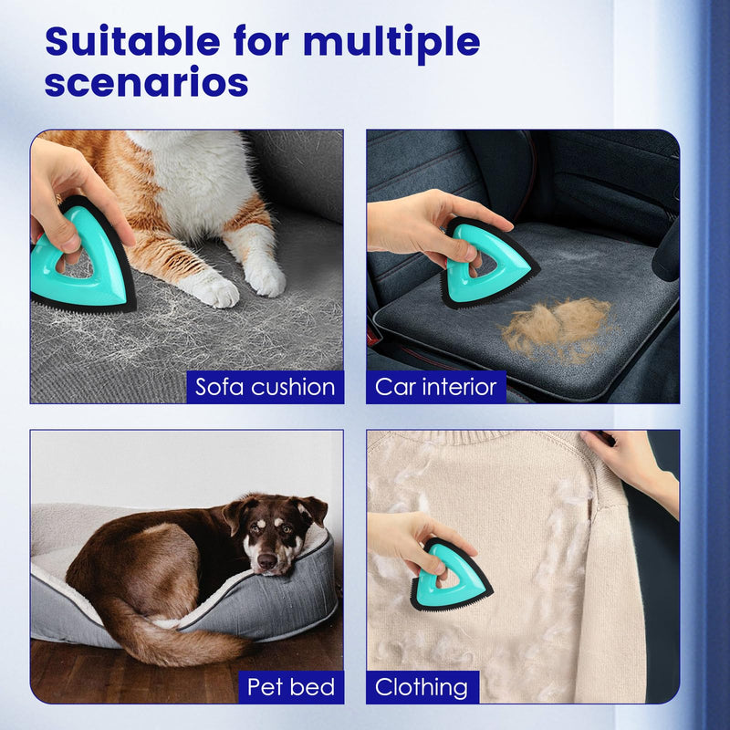 Mini Pet Hair Remover, Cleaning Brush for Car Detailing, Auto Interior, Furniture, Sofas and Carpets, Handheld Triangle Carpet Dog Hair Remover - Reusable Plush and Fur Cleaning Supplies Green - PawsPlanet Australia