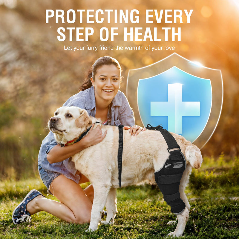 Dog Brace for Back Leg for Support – Breathable Adjustable Dog ACL Knee Brace with Hot/Cold Compress Gel Pack for Arthritis, Swelling & Joint Pain Relief, Right Leg, Size M