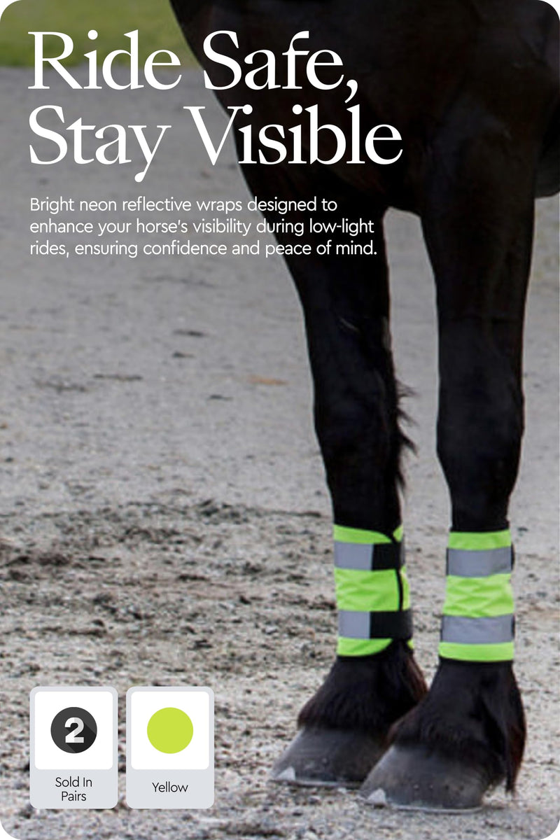 HORZE Reflective Leg Wraps for Horse-Pair - Yellow - One Size - PawsPlanet Australia