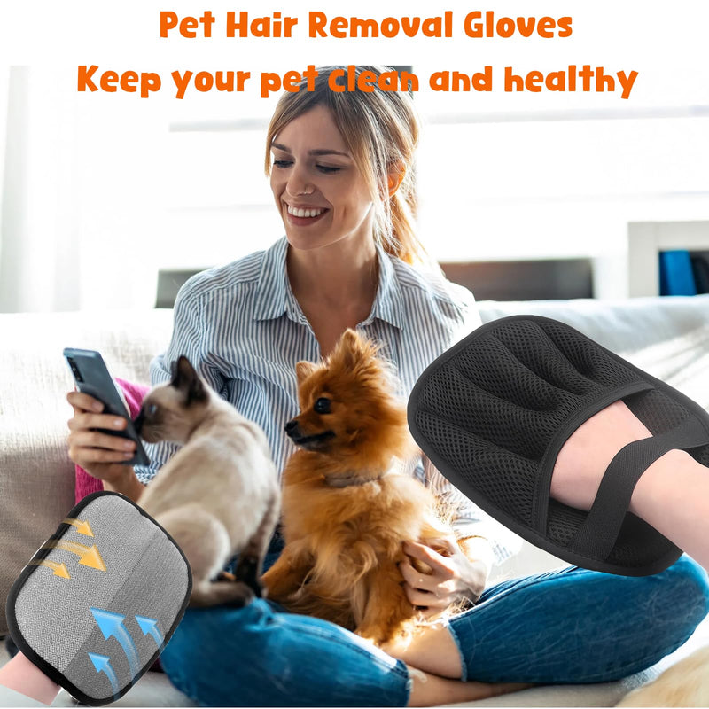 2Pcs Pet Hair Removal Glove for Dogs & Cats,The Magic Brush Pet Hair Remover,Five-Finger Electrostatic Pet Hair Gloves for Furniture,Car,Couch,Carpet,Essential Pet Supplies 2 Packs - PawsPlanet Australia