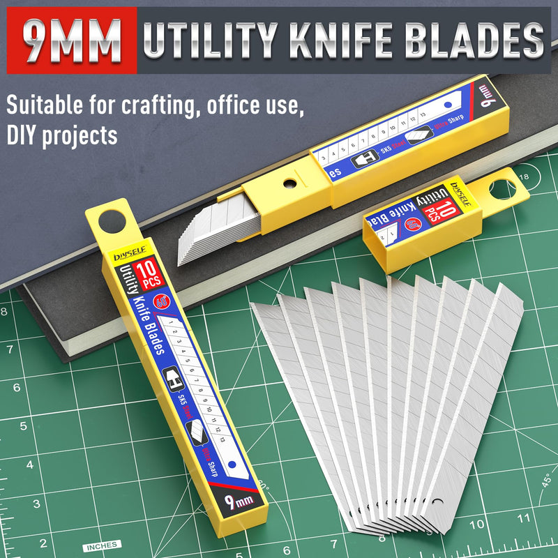 DIYSELF 50Pcs 9mm Utility Knife Replacement Blades, Snap Off Blades for 9MM Universal Box Cutters (60°) 50-Pack(60°) - PawsPlanet Australia