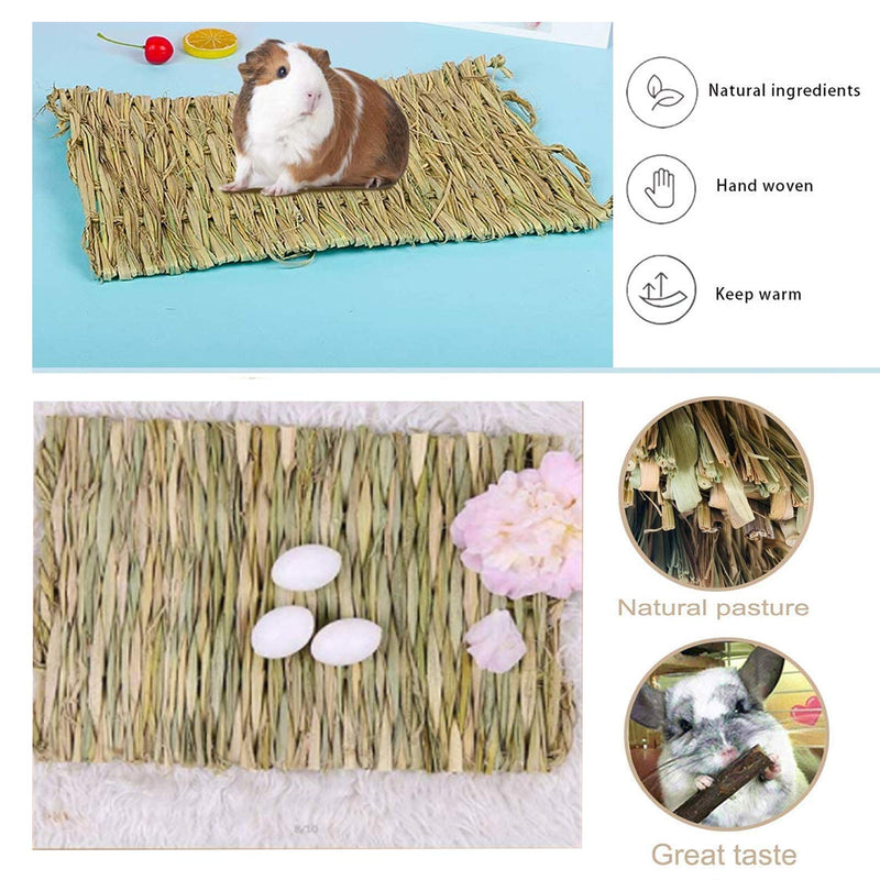 Hamiledyi Bunny Grass House with 2 Grass Mat and Play Balls Foldable Toy Hut for Rabbit, Squirrels, Guinea Pigs Play and Sleep Edible Grass Hideaway