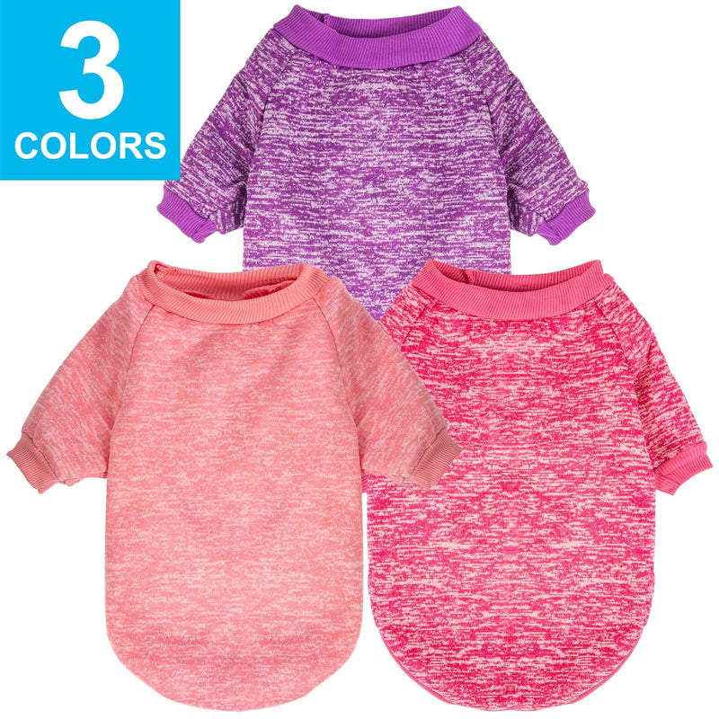 3 Pack Dog Sweater, Dog Sweaters for Small Dogs, Warm Soft Pet Clothes for Puppy, Medium Large Cat, Dogs Girl or Boy, Dog Shirt for Winter Christmas (Pink+Purple+HotPink, X-Small) Pink+Purple+HotPink - PawsPlanet Australia