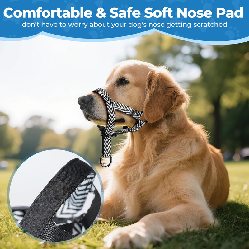 Gentle Dog Head Collar, Breathable No Pull Padded Halter Prevents Pulling, Adjustable Nose Leash with Stripes for Small Medium Large Dogs(L) L Arrow - PawsPlanet Australia