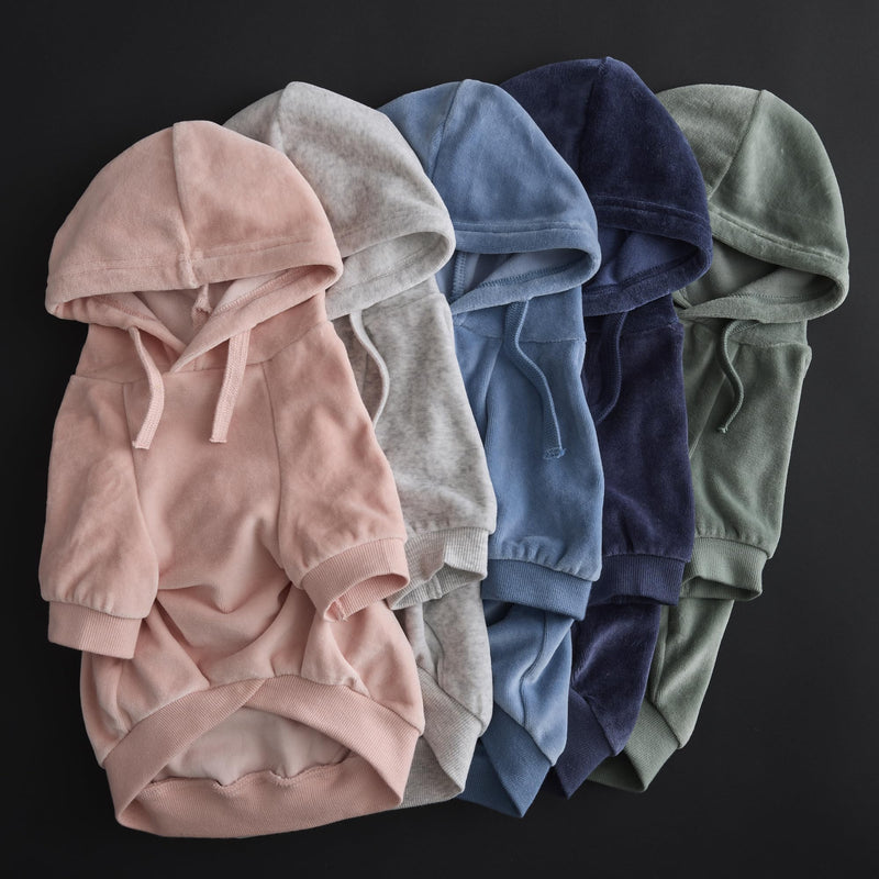 Velour Dog Pet Hoodie Coat for Small, Medium and Large Dogs, Navy, Small Small (10-25 lbs) - PawsPlanet Australia
