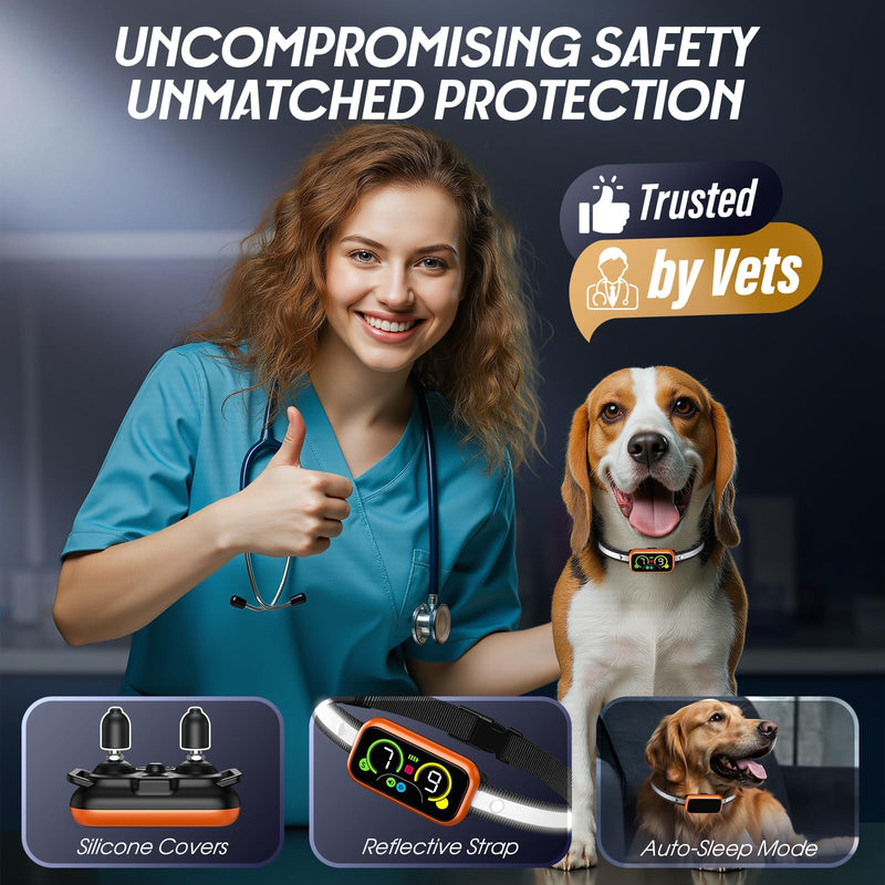 Dog Bark Collar Pro, Instant Bark Solution, Smart Anti Barking Device with 4 Correction Modes, Fast-Acting Barking Collar for for Large Medium Small Dogs 5-150lbs, Ideal for Home & Outdoor Use 1 Pack Orange