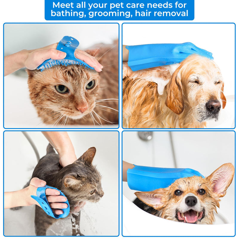 2PCS Dog Washing Gloves and Dog Bath Brush, high-Density Teeth Design pet Grooming Gloves, 2-in-1 Pet Grooming kit ，Suitable for Dogs and Cats to bathe, depilate, and Massage