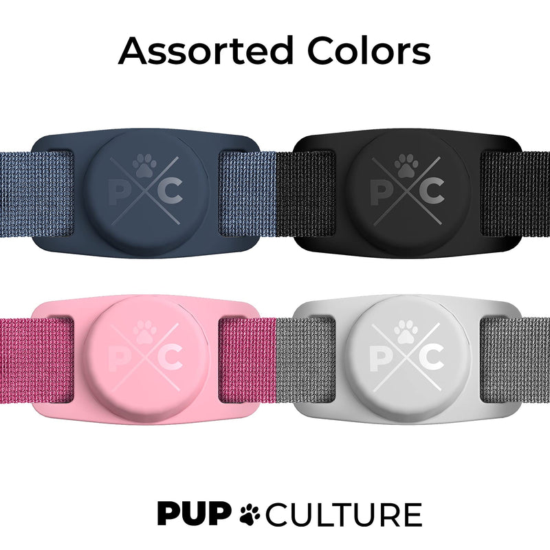 Pup Culture AirTag Collar (2 Pack) | Durable & Protective AirTag Holder - Track Your Pet Using Apple AirTag Technology 2 Pack Black - PawsPlanet Australia