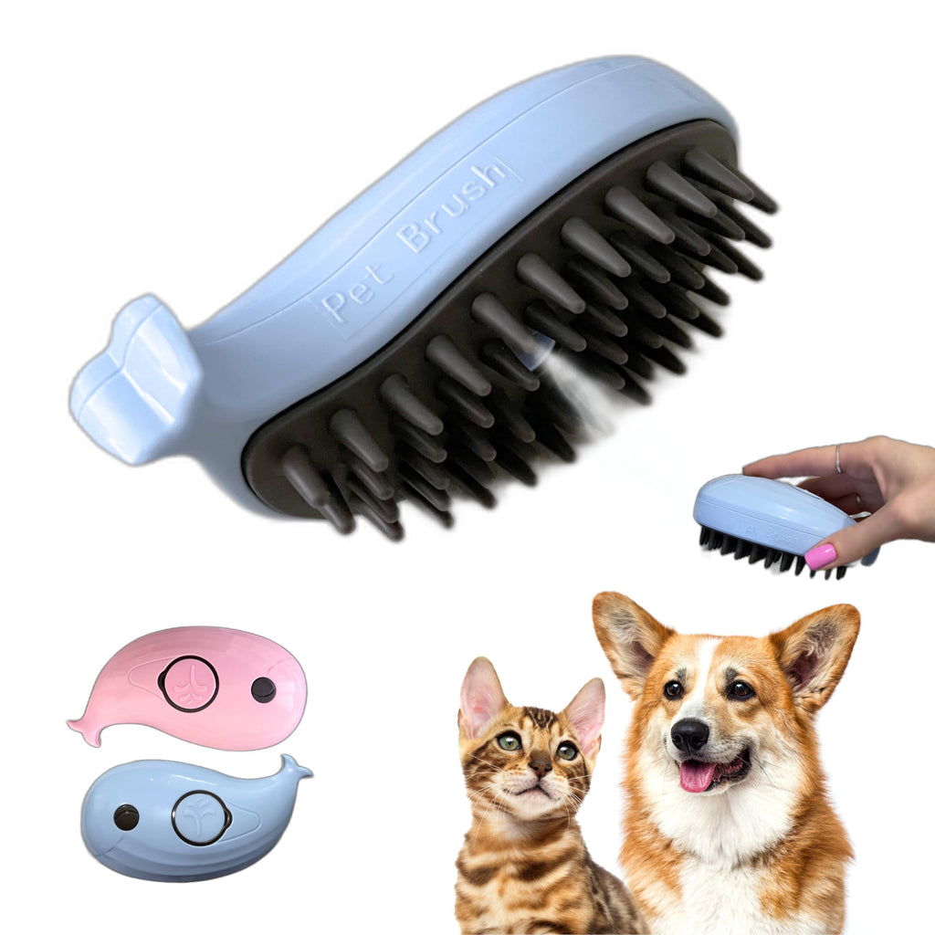 Generic Cat Steam Brush for Cats and Dogs - Self Cleaning Cat Hair Brush with Steam for Shedding and Loose Hair, Deshedding Dog Brush for Grooming, Blue and Pink Silicone Whale Model (Baby Blue) Baby Blue