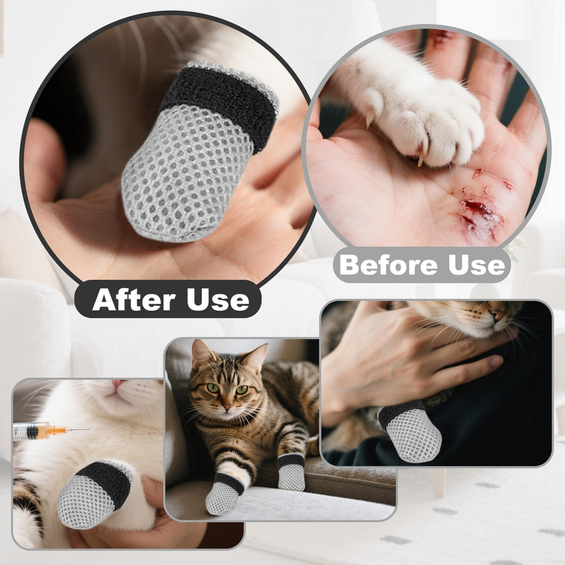 Cat Booties Anti Scratch Mittens,4 PCS cat Claw Covers,Mesh Breathable Cat Shoes,Adjustable Cats Anti Scratch Gloves,Suitable for Cats When Bathing and Nail Trimming S - PawsPlanet Australia