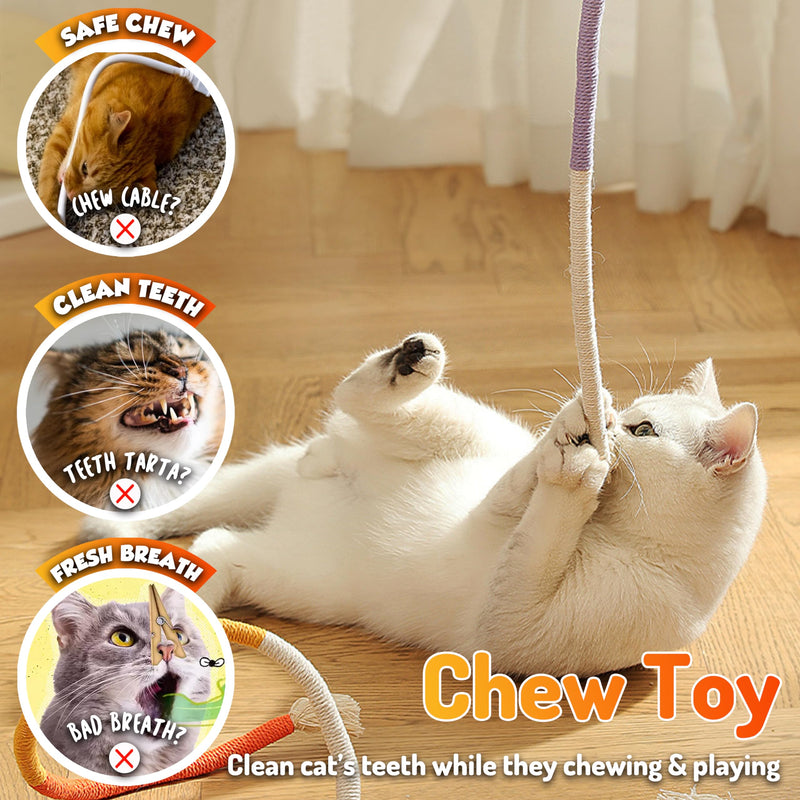 Cat Chew Toys 6PCS Sisal Ropes Plus 3 Bags of Catnip, Toys for Indoor Cats Teeth Cleaning Toys for Kitten, Bite Resistant Catnip Toys Interactive Cat Nip Kitty Kicker Toys for All Breeds - PawsPlanet Australia