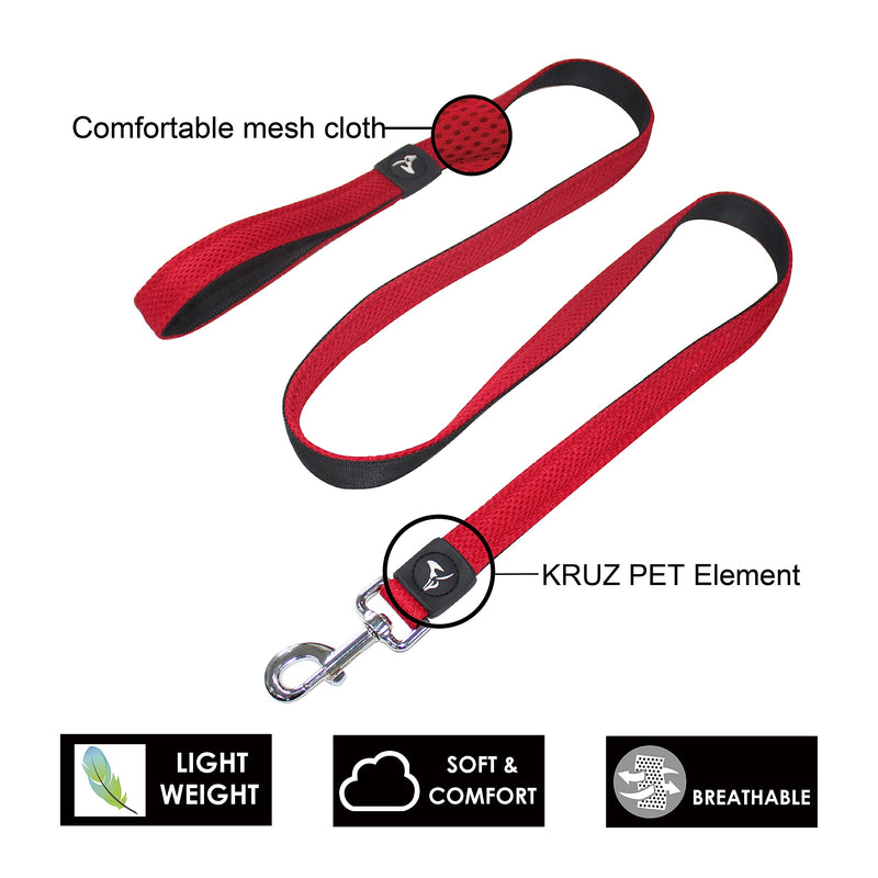 Dog Leash (Width - 1”, Length - 5 FT) | Lightweight Breathable & Tangle Free Dog Leads with Soft Silicone Grip & Lock Snap | Ideal for Walking, Training & Running | Large - Blue Large: 1" x 5 FT