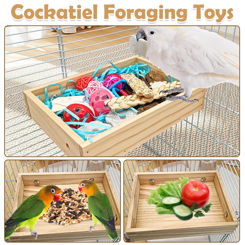 BNOSDM Bird Foraging Toys Box Colorful Parrot Foraging and Shredding Toy Boxes Natural Bird Toy Wooden Birds Chewing Toys for Parakeet, Conure, Cockatiel, Budgies, Lovebirds (Small) 7.87x 5.9x 1.57in - PawsPlanet Australia