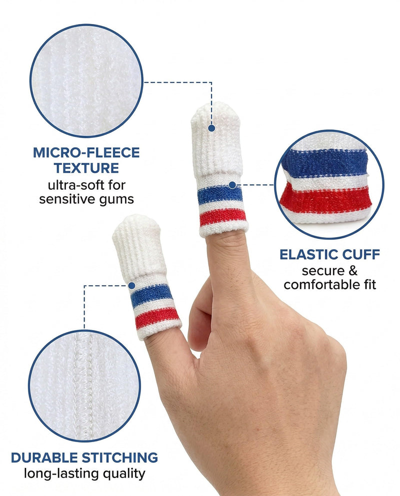 Dog Toothbrush, 2 Pack Micro Fleece Finger Toothbrush, Soft Nylon Dental Care for Dogs, Orozyme Suitable, One Size Fits Small & Large