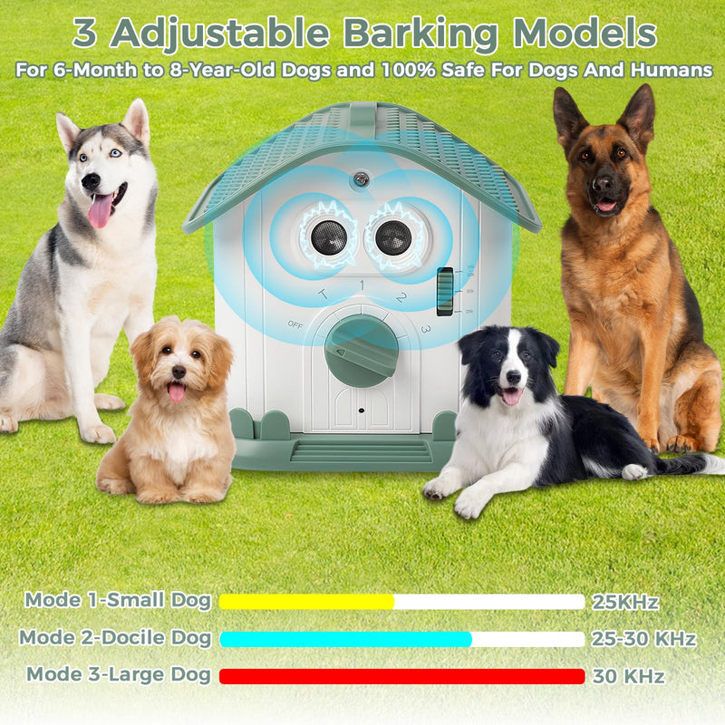Anti Barking Device for Dogs, Ultrasonic Dog Bark Deterrent Devices with 3 Modes, 50Ft Range Stop Barking Control Devices for Dog Training in Outdoor Indoor, 1200mAh Rechargeable, Waterproof Green House