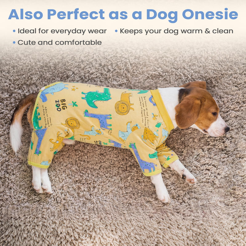 Dog Surgery Suit for Dogs After Surgery, Anti Licking Dog Spay Neuter Recovery Suit, Soft Cotton Onesie Cone Alternative for Small Dogs Male Female, Honey Yellow 2XL
