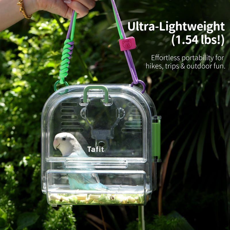Bird Travel Carrier Cage with Metal Perch, Bottom Mesh, Food Bowl Tray, Cage Cover & Breathable Clear Ventilation for S/M Birds, Conures, Parakeets, Budgies, Canaries, Lovebirds - Purple PURPLE-SET