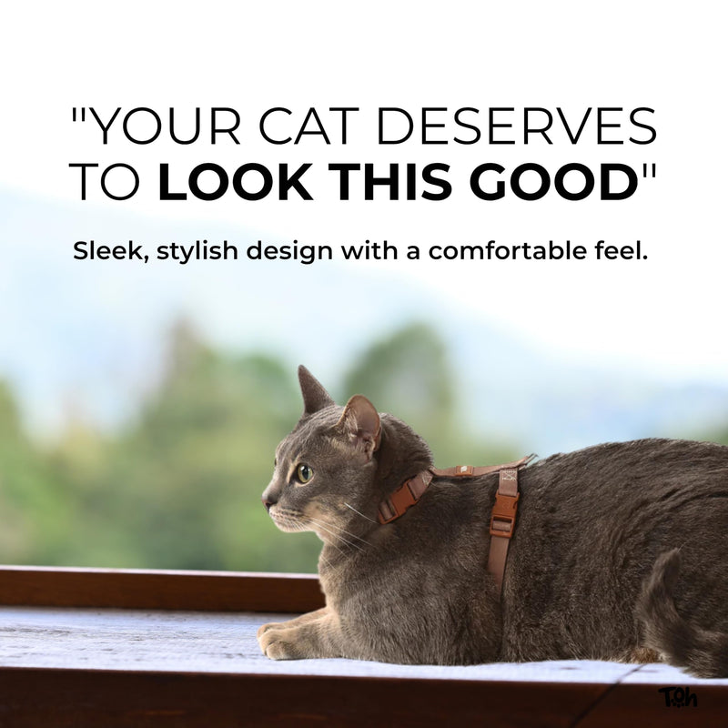 Cat Harness Set, Stylish Design with Adjustable Straps, Easy to Use and Comfortable Cat Harness and Leash, Perfect for Cats Training Outdoor Walking, Khaki Khaki U Khaki - PawsPlanet Australia